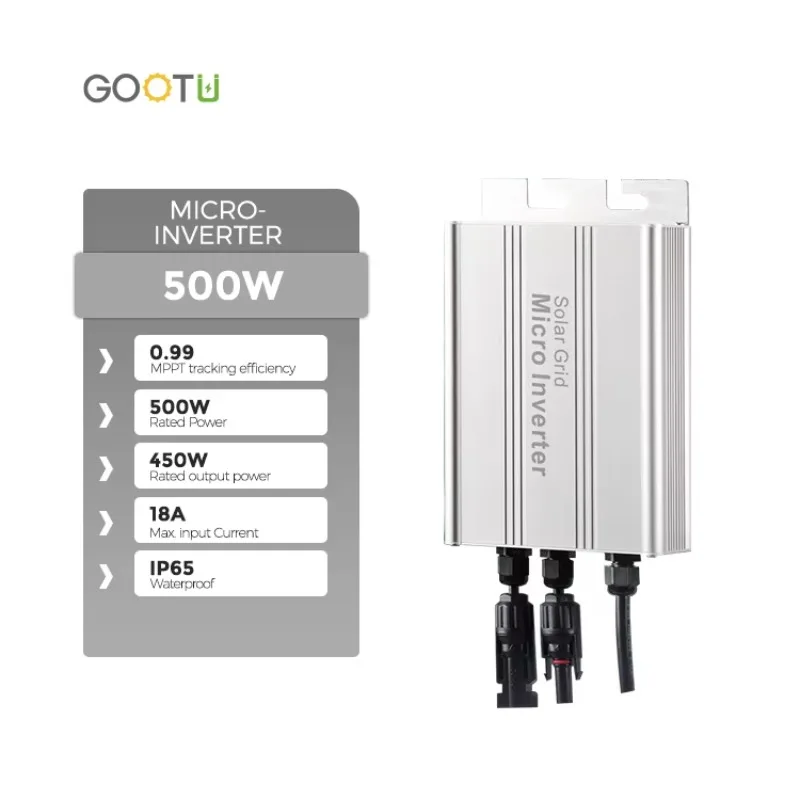 Grid Tie Solar Inverter 80-280V Adaptive Pure Sine Wave 500W Micro Inverter