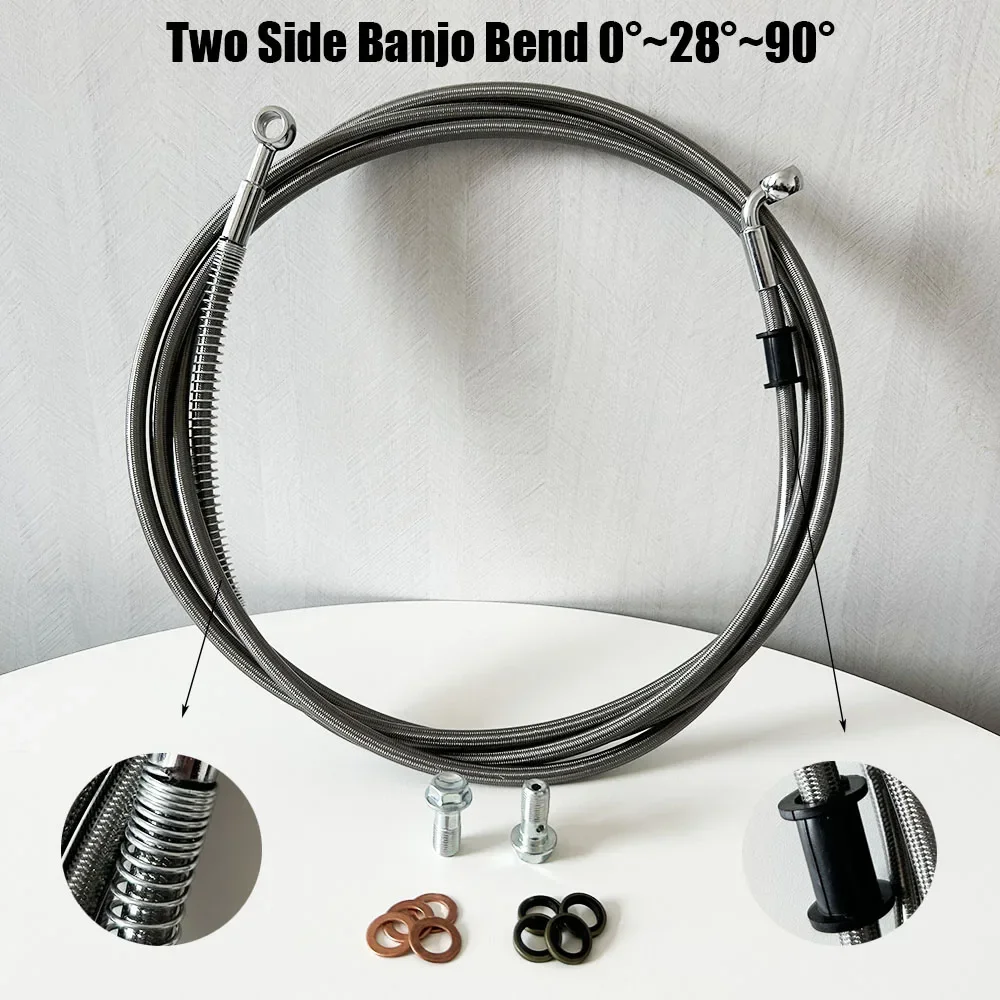 Selang Kopling Rem Hidrolik DOT 10~500cm M10 Banjo 0 ° /28 ° /90 °   Tali Oli Jalinan untuk Sepeda Motor Suzuki Kawasaki Yamaha