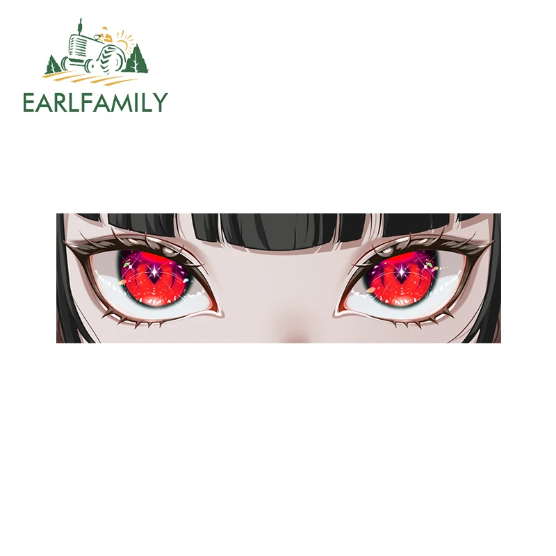 EARLFAMILY 13cm x 3.8cm Anime Girl Red Eyes Car Stickers Peek Slaps Personality Cut Decal Peeker Amusing Laptop Accessories