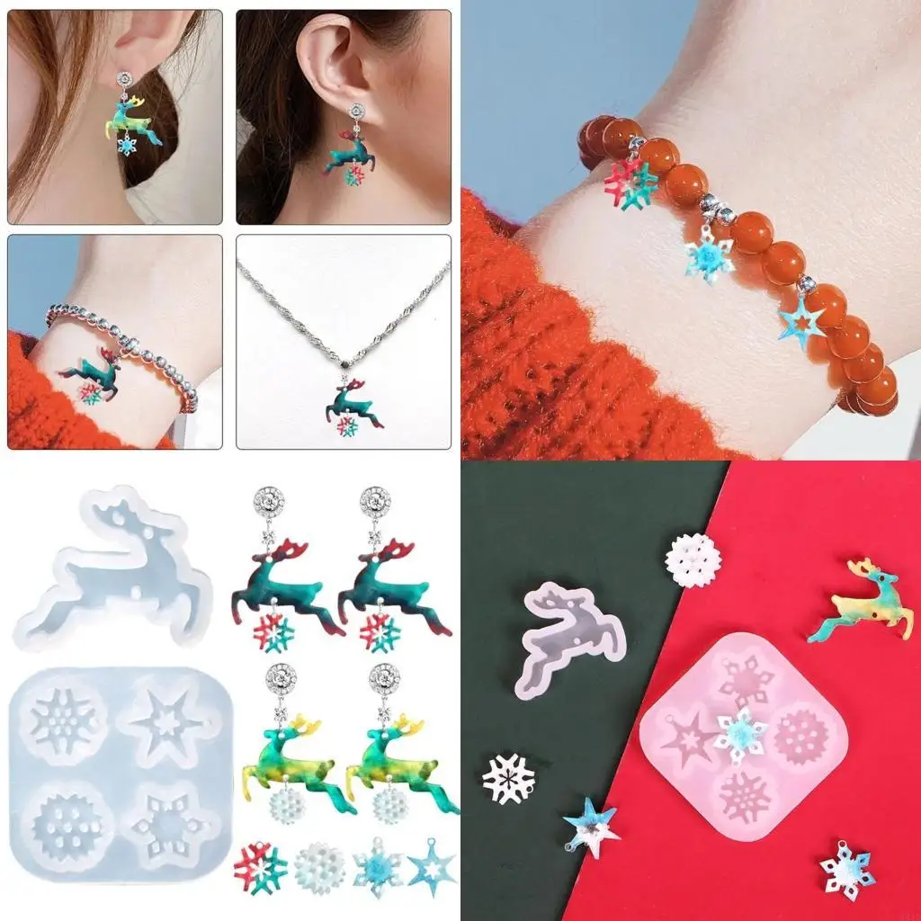 1 Set Pendant Molds DIY Silicone Casting Soap Mold Christmas Epoxy Resin Mould for DIY Crafts Necklace Earrings Pendants