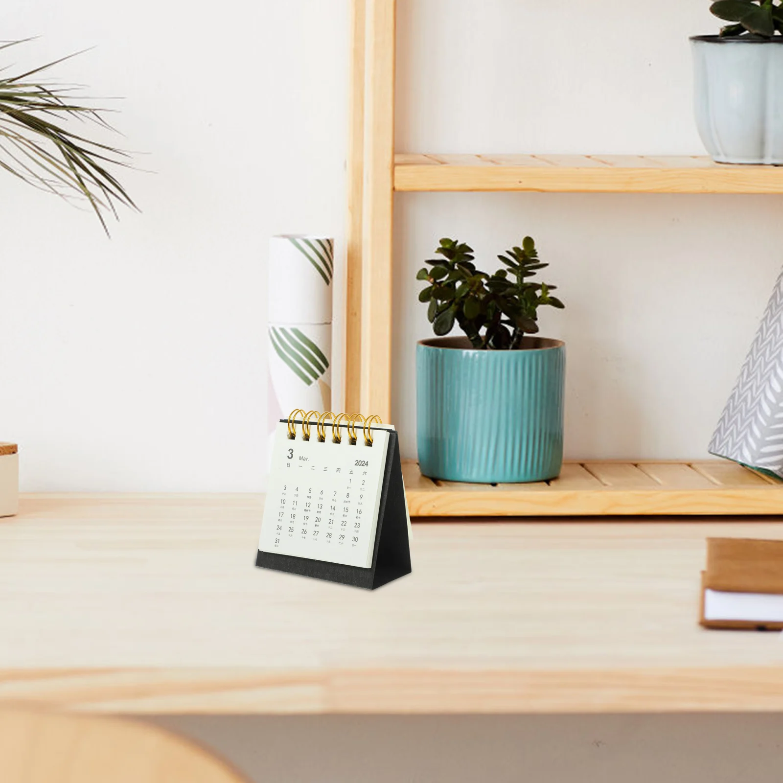 

Бытовой настольный календарь на 2024, толстая бумага, переплет на катушке, практичный ежедневное использование, стоячий ежемесячный календарь, офисный настольный компьютер