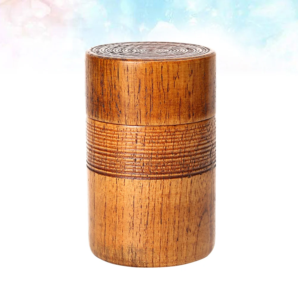 

1pc Classical Wooden Sealing Container Tea Drum Sealed Can Chinese Style Round Shape for Home (Brown)