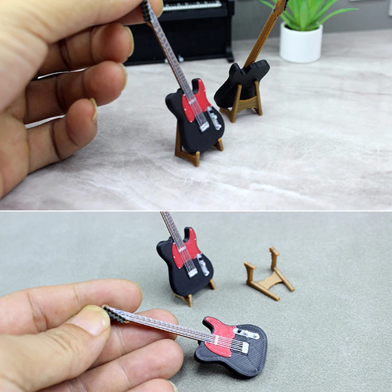 1:12 Dollhouse Miniature Electric Guitar Ornaments Doll Home Simulation Instrument Toy Micro Scene Photo Props