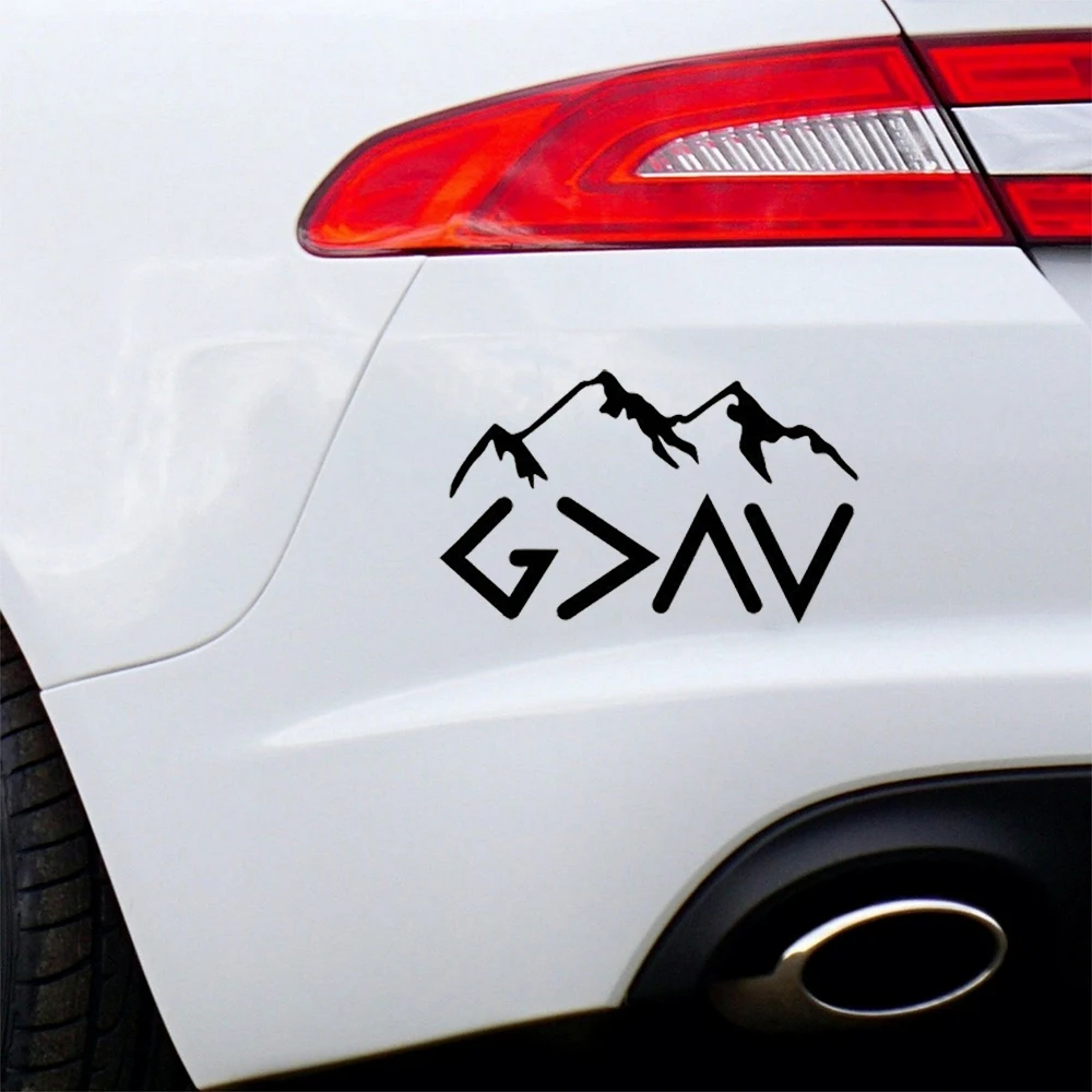 God is Greater than the Highs and Lows Car Sticker Cross Sticker  Decal Car Window Laptop Kayak Bumper Auto Door Car Accessories