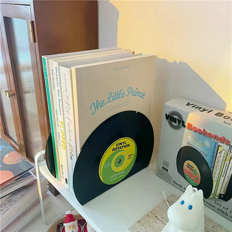 CD Bookends Creative Record Bookstand Desktop Decoration Rubbie Vintage Partition Bookcase Office Accessories Vinyl