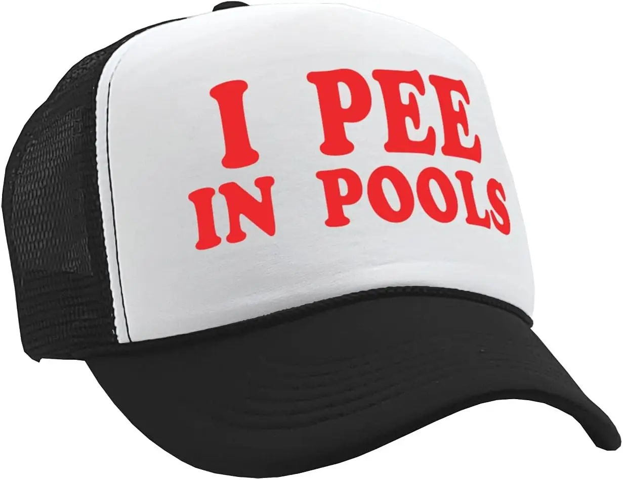 I Pee in Pools - Funny Dare Gag Gift Joke - Vintage Retro Style Trucker Cap Hat