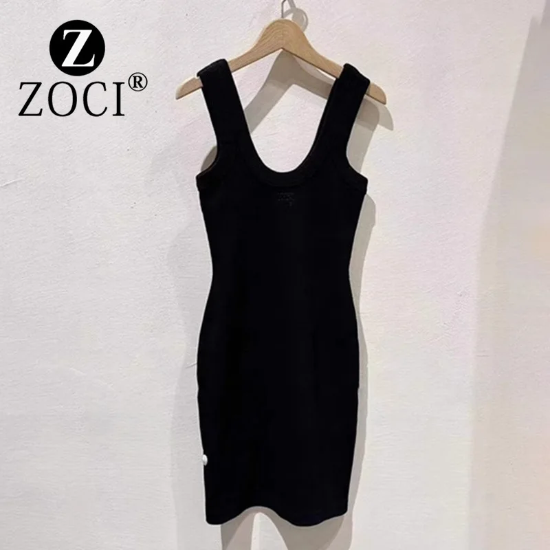 [zoci] Autumn Niche Black Slim Fit Versatile Sleeveless Casual Dress Women New