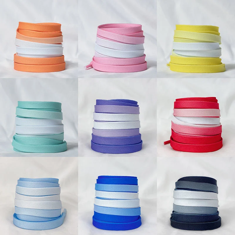 Cordones planos de Color degradado para zapatos de baloncesto, cordones de Color rosa, negro y rojo, zapatillas deportivas informales para mujer, 1