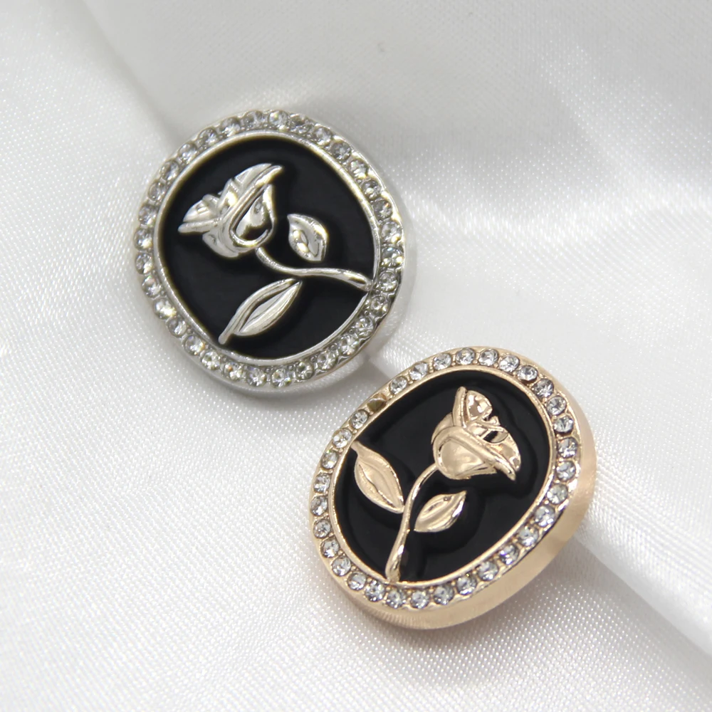 HENGC Retro Oval Rose Flower Jewelry Buttons For Sewing Vintage Women Coat Suit Blazer Wedding Dress Cute Handmade Decorations