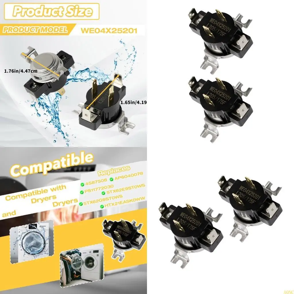 A0NC Heat Resistant Dryer Thermostat Stainless Steel Texture Suitable for Dryers Extends Appliance Life Protects Clothing