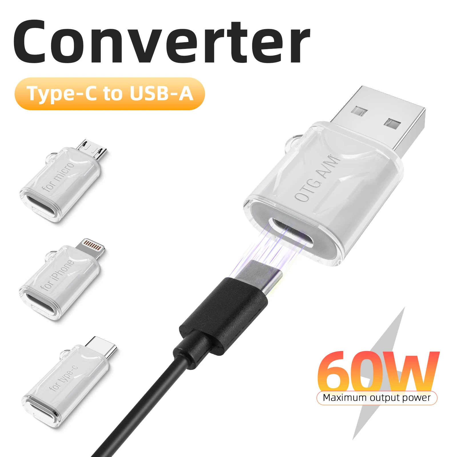 Suitable For Typec Female To M Android Usb Male Apple Female To C Male Mobile Phone Otg Transparent Mobile Phone Adapter