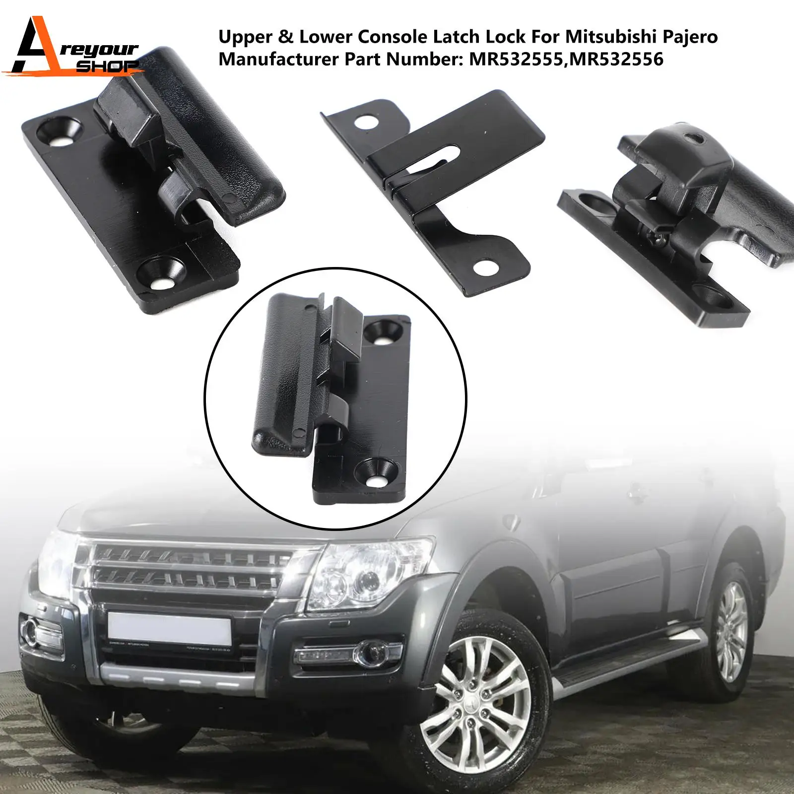 Areyourshop Pair Armrest Box Cover Upper & Lower Latch Clip For Mitsubishi Pajero 2001-2006