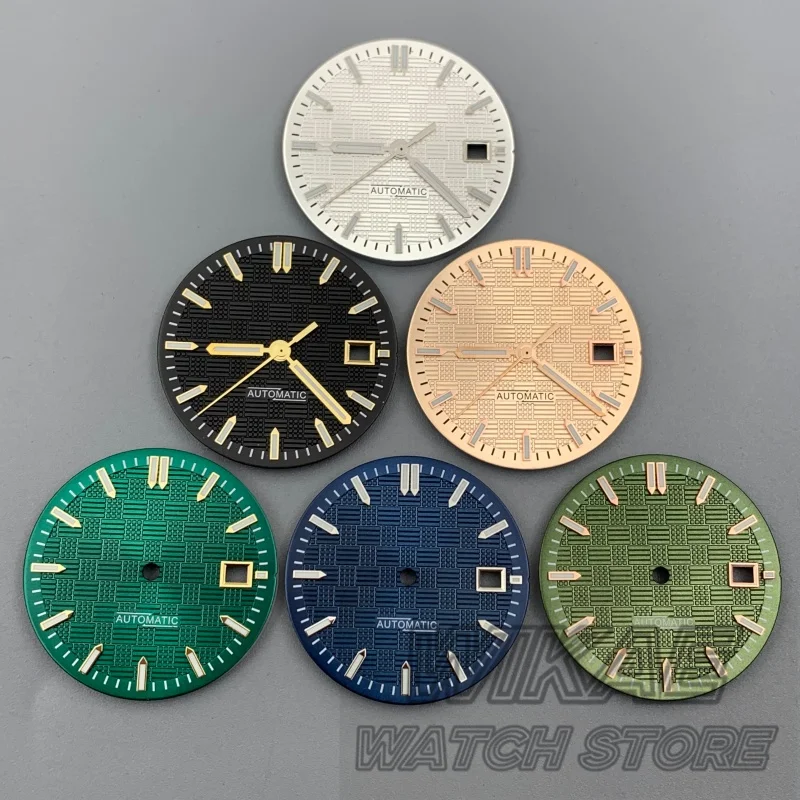 NH35 Dial 31mm Engineer Style Watch Dial Hand Set Green Luminous No Logo Gold Rose Indexfor NH35/NH36 Movement Watch Accessories