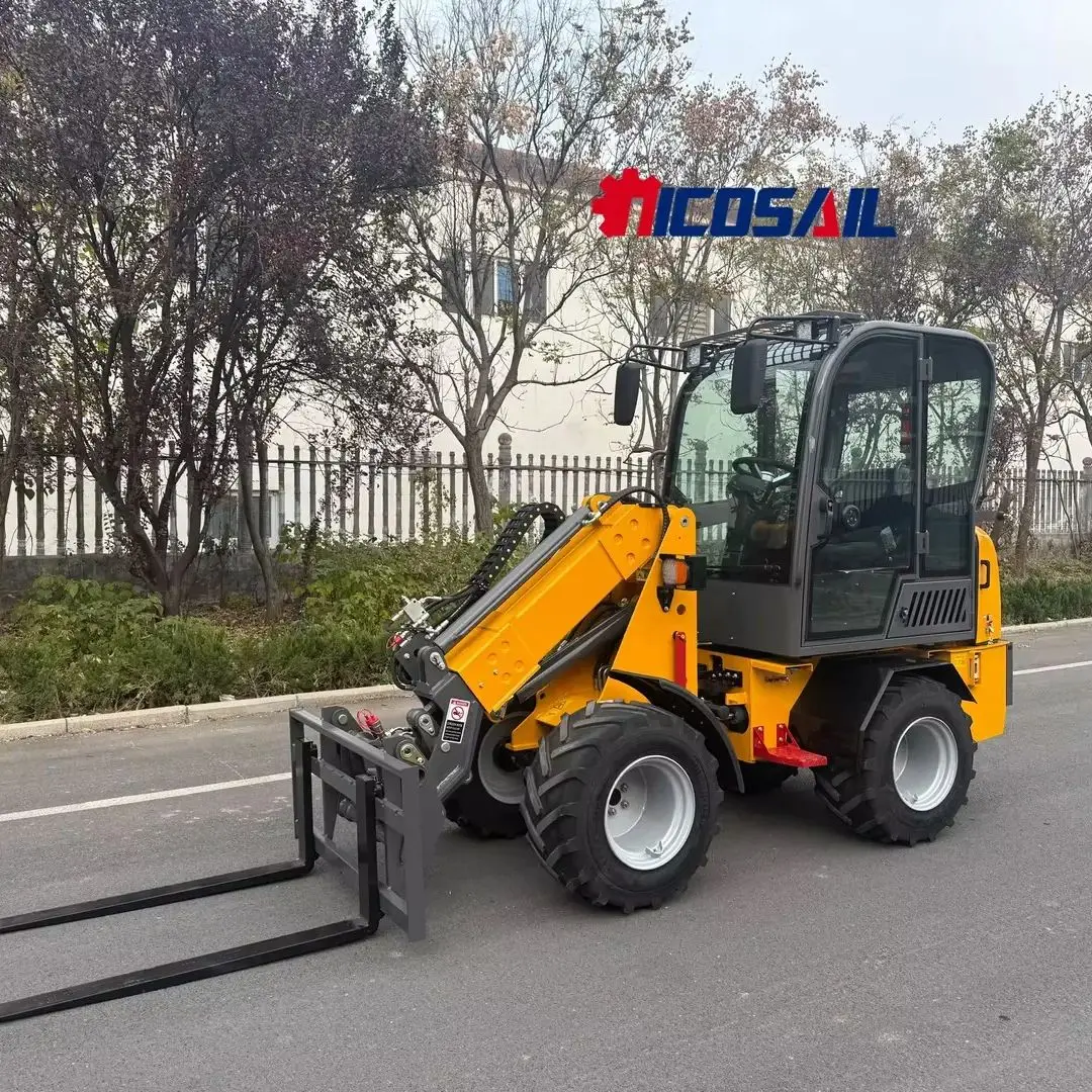 جرافة ذراع تلسكوبية 2 طن مع رافعة ذراع تلسكوبية للكابينة، جرافة ذات عجلات منزلقة للبيع