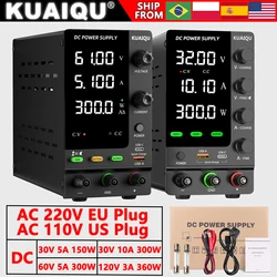 KUAIQU DC Power Supply Variable, Adjustable Regulated DC Bench Power Supply with Output, C.C C.V Auto Switch, Smart Cooling Fan
