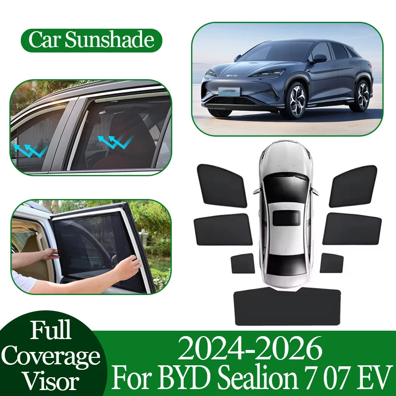 

Автомобильный магнитный солнцезащитный козырек для BYD Sealion 7 07, EV 2024-2026, защита от УФ-лучей, защита конфиденциальности, блокирующая занавеска, автоаксессуары