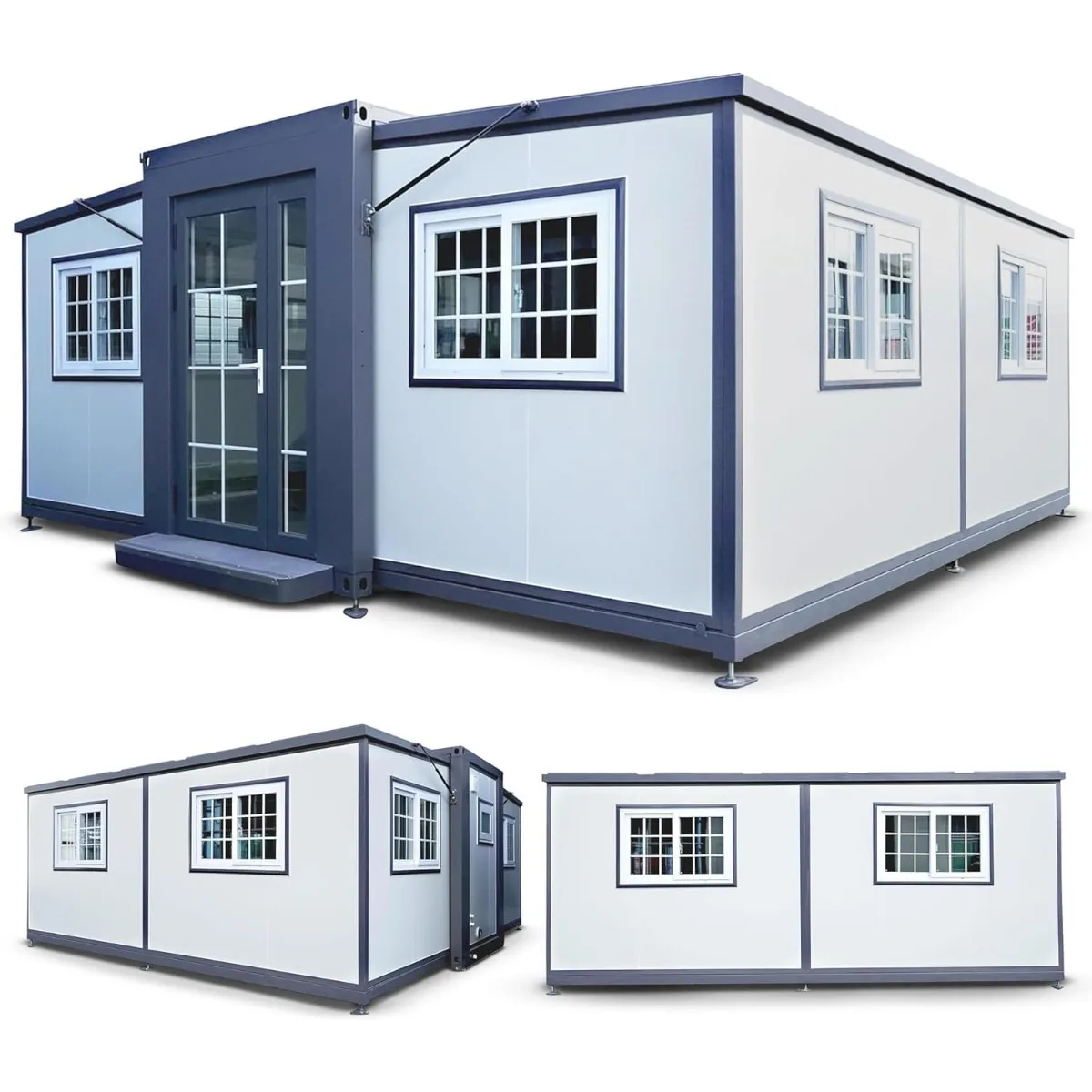 Casa contenedor plegable de 20 pies/40 pies con baño, cocina, porche y expansión de doble ala, hogar prefabricado