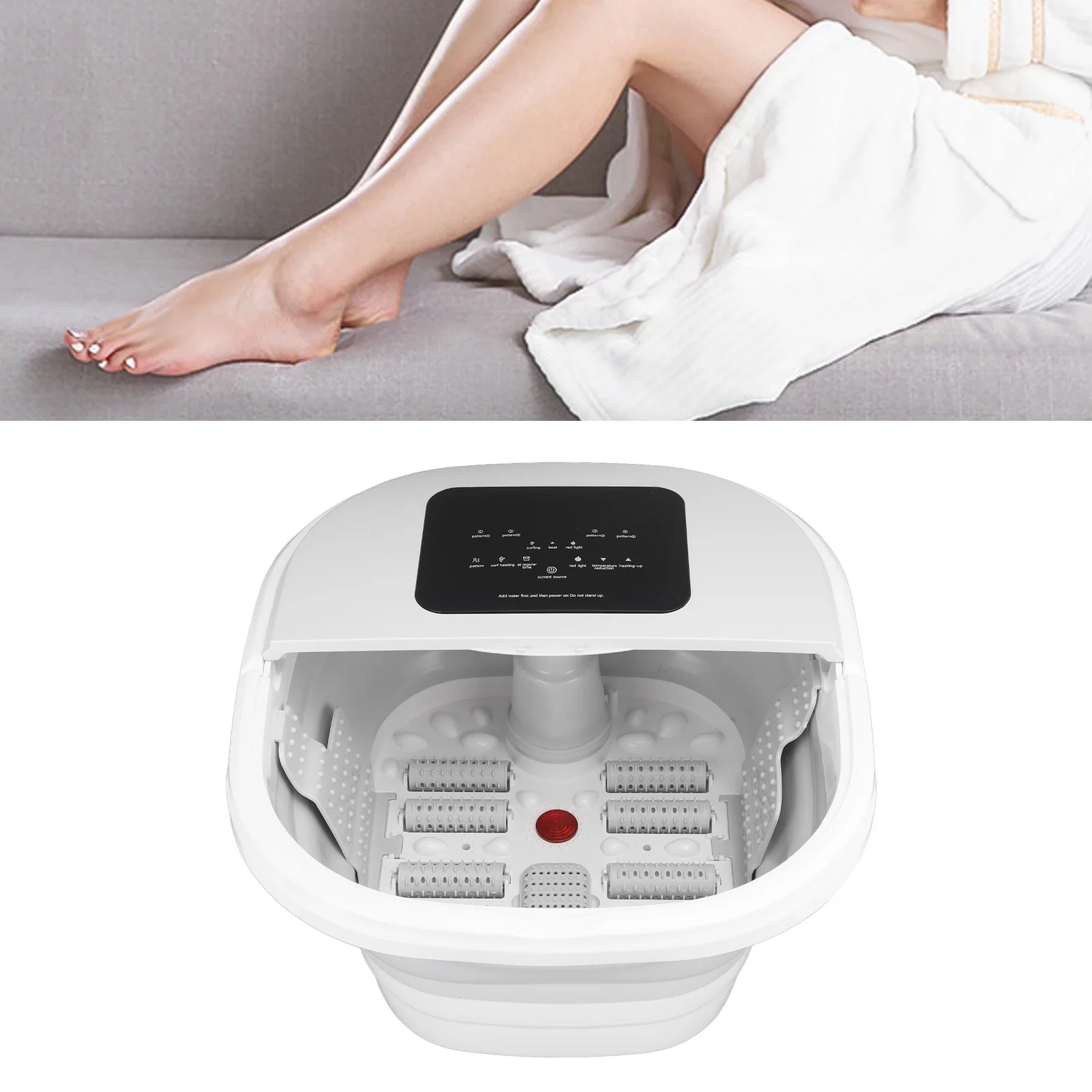 Foot Massager Spa Soaker Foot Soak Tub Smart Foldable 420W 8L Large Capacity Heating Foot Massager Spa Soaker with 8 Set Rollers