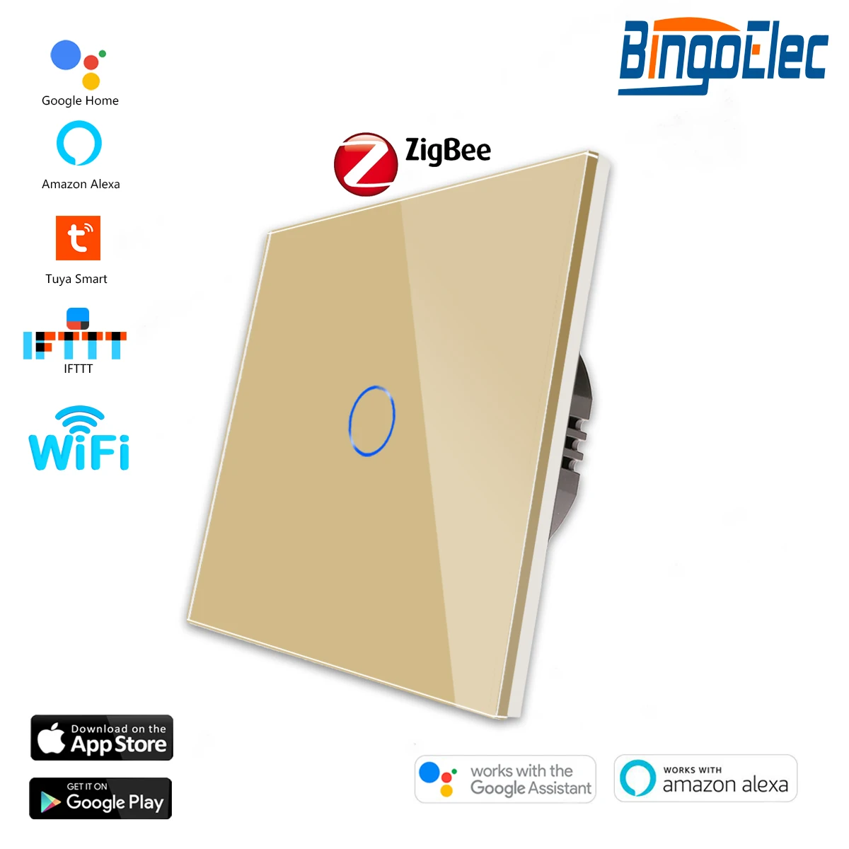Zigbee 1/2/3Gang Touch Switches 2Way Stairs Wall Switches Tuya Smart Life Alexa Yandex Voice Control with Neutral Glass Panel image 3