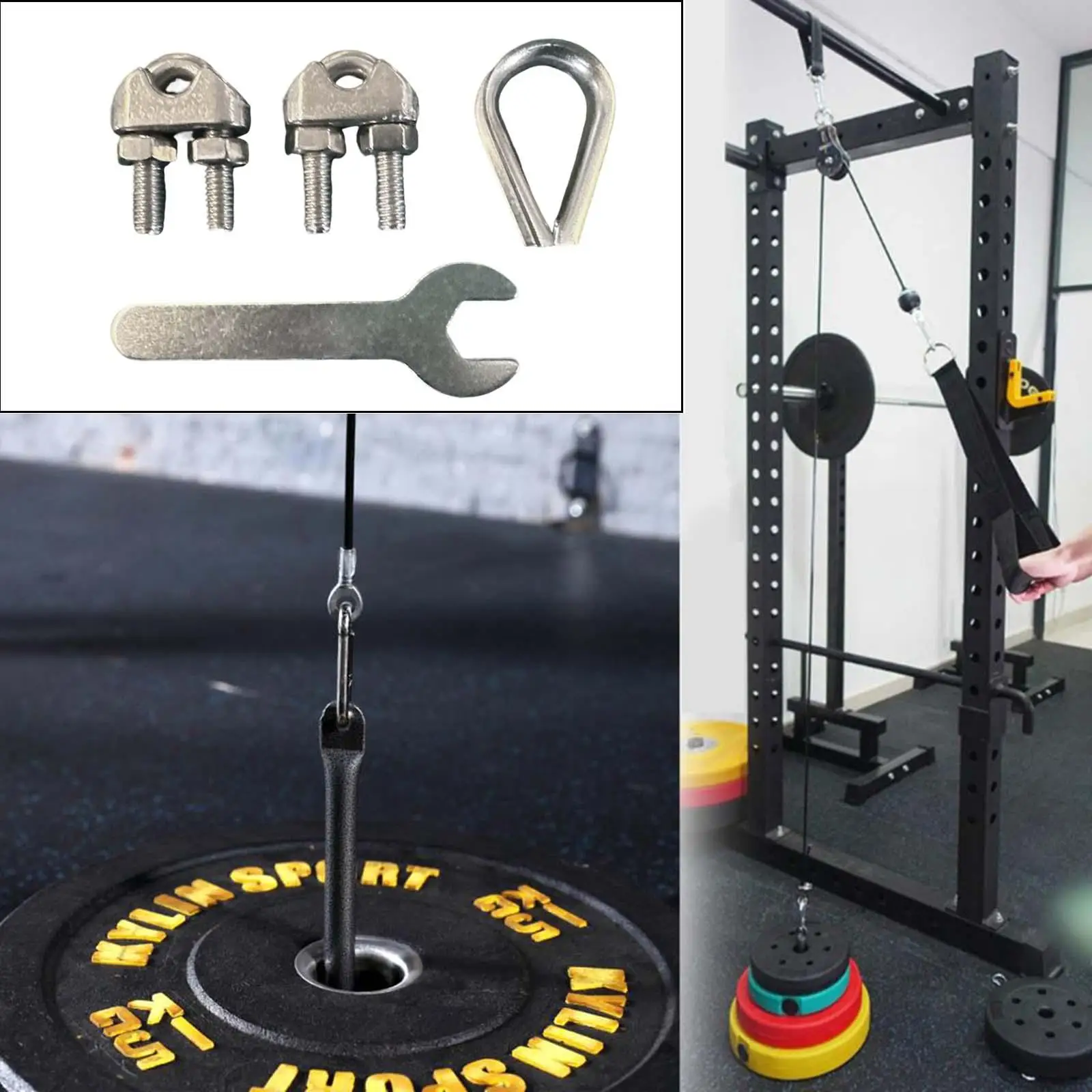 Universal Gym Machine Cable Accessory Set Steel Wire Rope Pulley Attachments for Gym Exercise Equipment