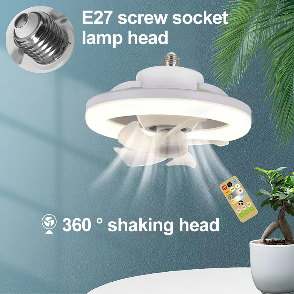 E27 LED Light Ceiling Fan 48W Remote Control 360° Rotating Cooling Fan 3-Speed 3 Mode LED Ceiling Lamp for Bedroom Living Room