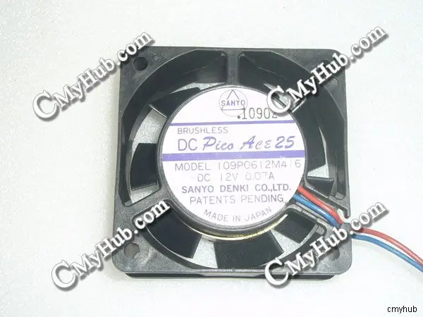 For SANYO DENKI 109P0612M416 DC12V 0.07A 6025 6CM 60mm 60x60x25mm 2Pin 2Wire Cooling Fan 109P0612M416