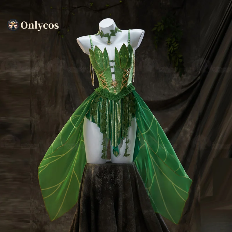 Enchanted Fairy Pamela Cosplay Costume Elegant Leaf Green Dress Women  Halloween Party Role Play Suit Full Set Onlycos - AliExpress 200000532