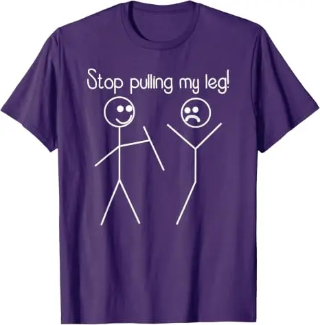 Lustiges T-Shirt mit dem Slogan „Hör auf, mir am Bein zu ziehen“, Y2k Humorvolle Strichmännchen-Slogan-T-Shirts, Humorvolles Strichmännchen-Joker-Slogan-T-Shirt – Detail 16