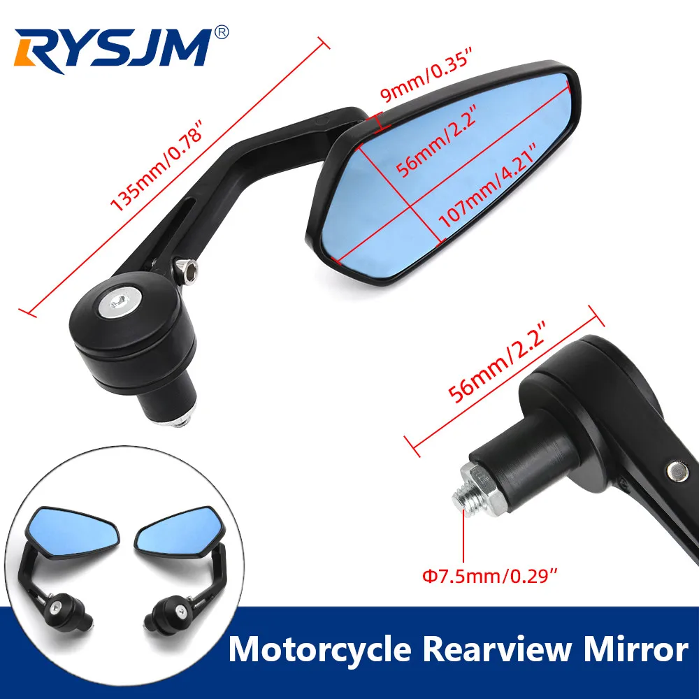 

Smoke Blue Lens Side Rearview Mirrors Set for Motorcycle Handle Bar End 7/8' 22mm For Ducati For BMW for Honda for Suzuki