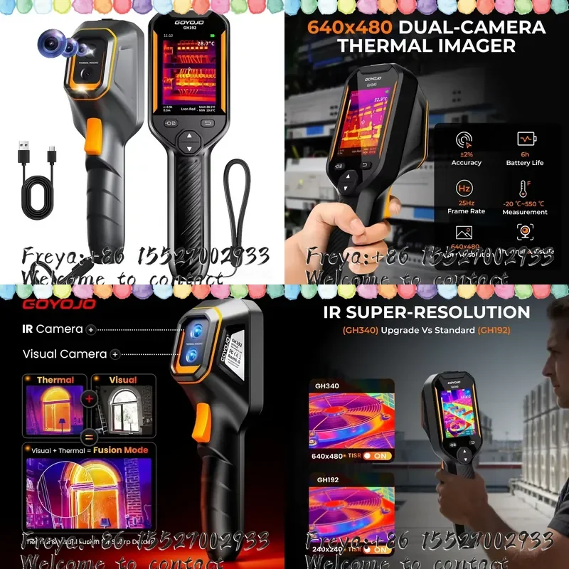 GH340 Super IR 640x480 Thermal with 1080P Visible Electronic HVAC Repair Thermal Imager 256*192 Sensor