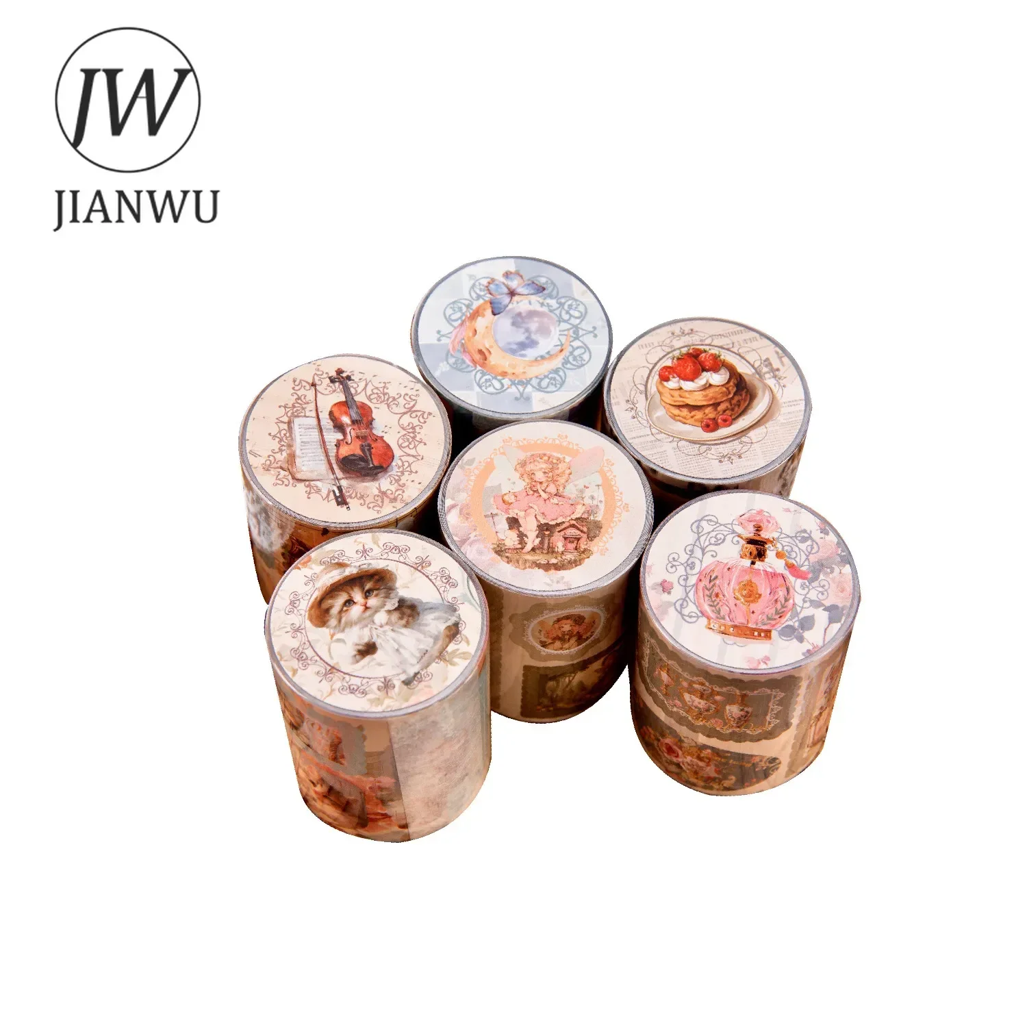 JIANWU 50mm*200cm Time Book Brief Series Vintage Character Bronzing Material Collage Tape Creative DIY Journal Stationery