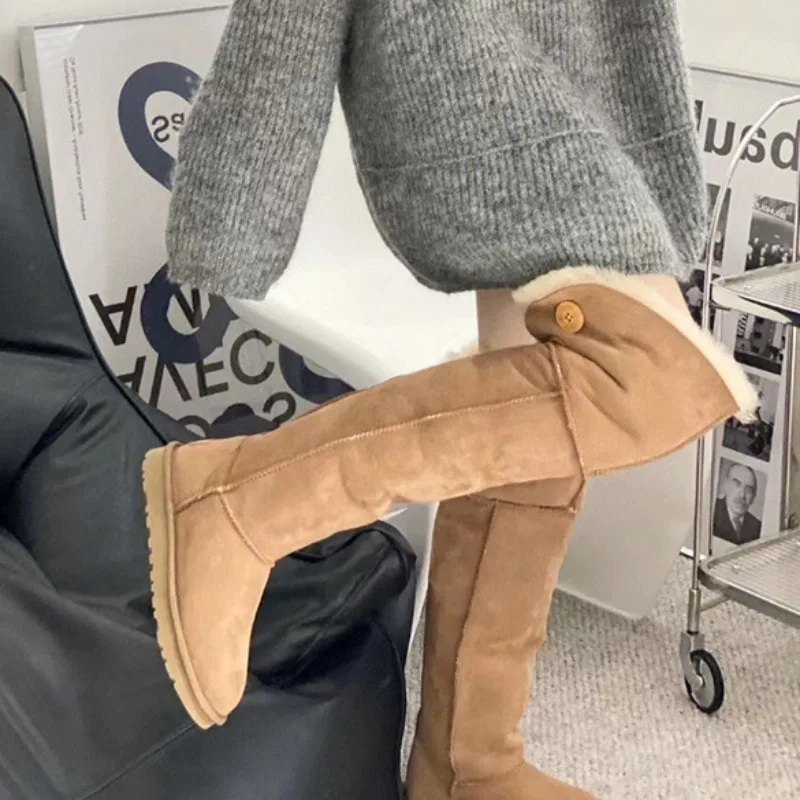 Women Winter Snow Boots Outdoor Warm Plush Cold-proof Women Shoes High Quality Slip on Versatile Round Long Boots Botas De Mujer