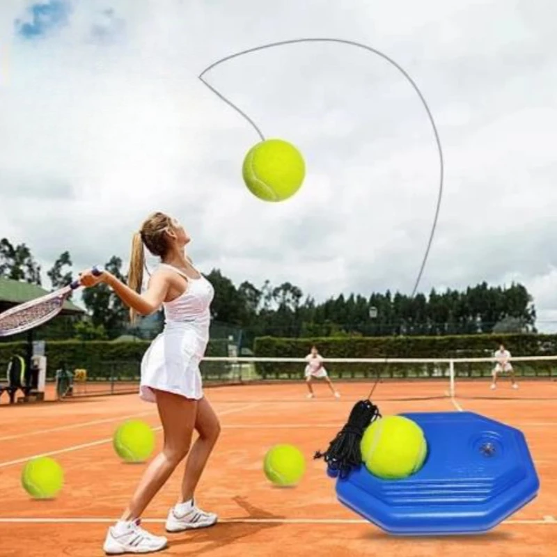 Un entrenador de tenis para un solo jugador con una línea de rebote, imprescindible para practicar, es un juego de raqueta de tenis para principiantes