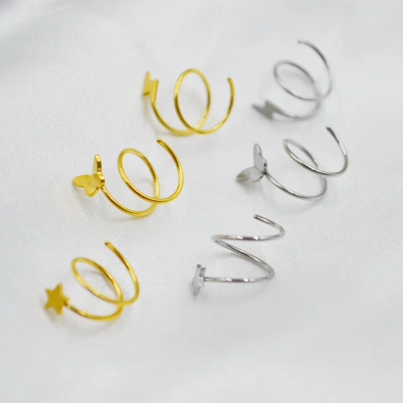 50 pçs 316l aço cirúrgico quente 20g dois anéis curvatura aberta sem costura aro falso nariz anel brinco orelha helix tragus nariz lábio piercing