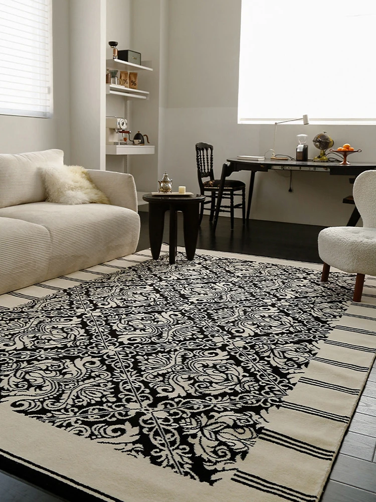 Light Luxury No Glue Carpet Living Room Hand Woven Large Retro Home Area Rug for Bedroom Decor Wool Safety Baby Room Carpet Rug