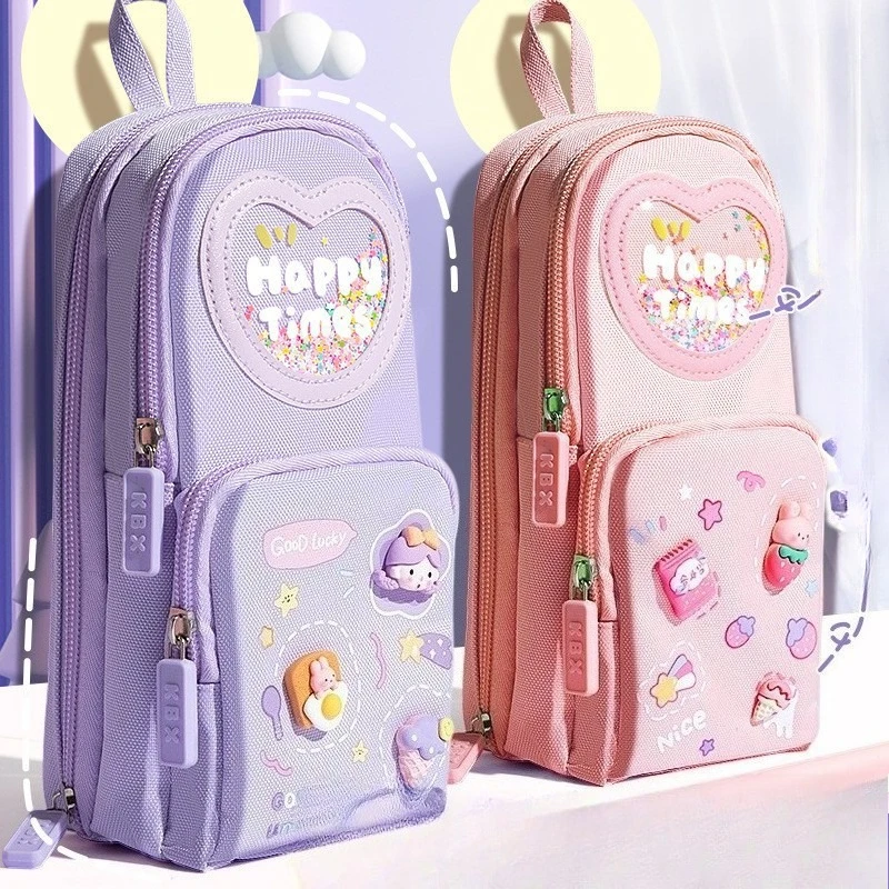 

Pencil Case for Elementary Students Large Capacity, Stylish Backpack-Style Pencil Case Cute Girls' Style Cartoon Stationery