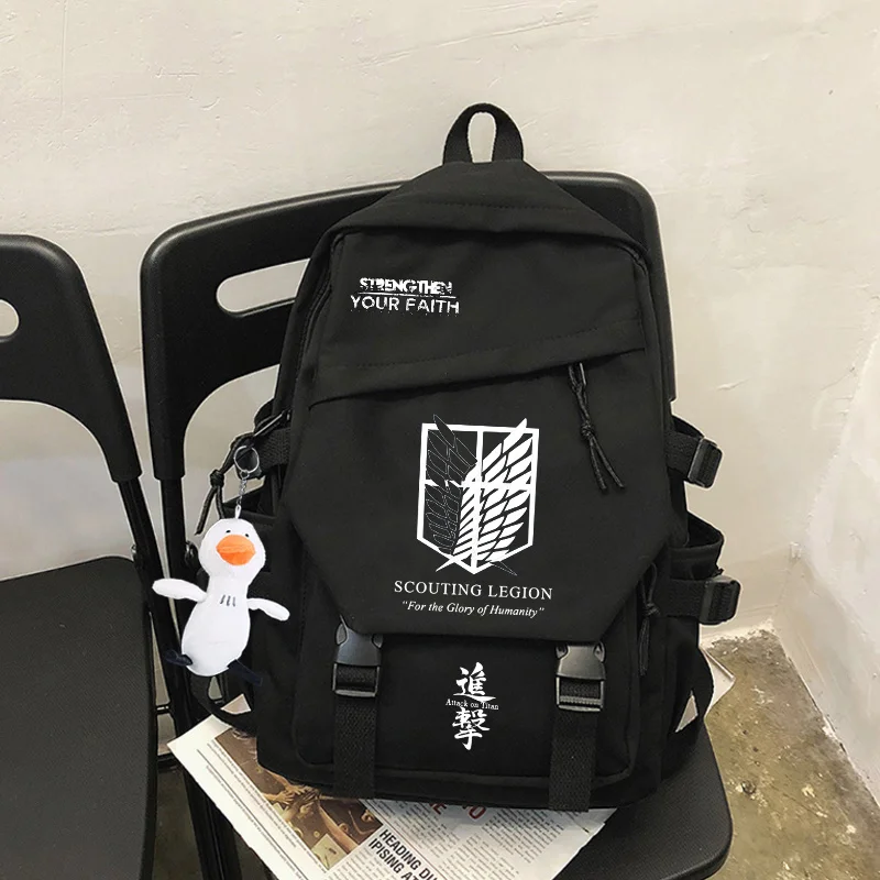 Anime Shingeki no Kyojin nylonowy plecak Kawaii dziewczyny chłopcy studenci tornister Cartoon torby na ramię na laptopa modne Bookbags