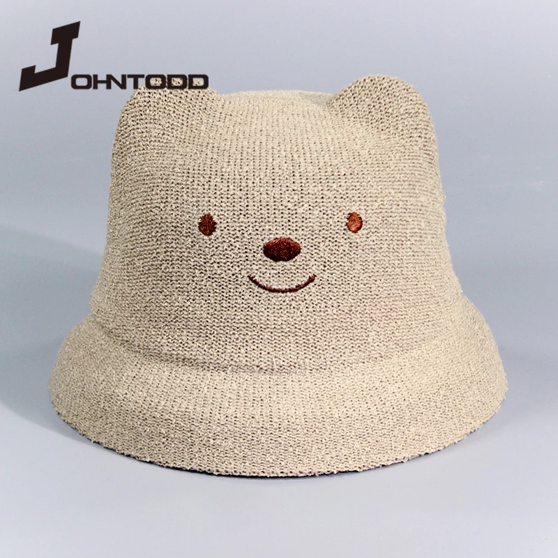 Summer baby hat hat child breathable straw hat kid boy girl hat child cat ear sun hat bear hat cute Toddler hat cap  newsboy cap