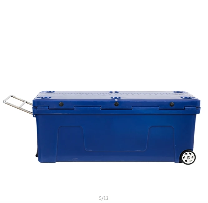 Portable 200L Insulated Cooler Box Large PE Thermal Ice Chest with Wheels for Hiking Food Storage Travel