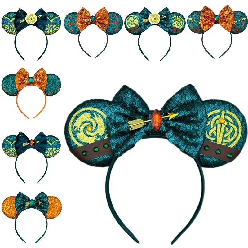 Disney Moana Ears Mickey Headbands Women Sequins Bow Hairband Girl Maui Headwear Kids Magical Fishhook Hair Accessories DIY Gift