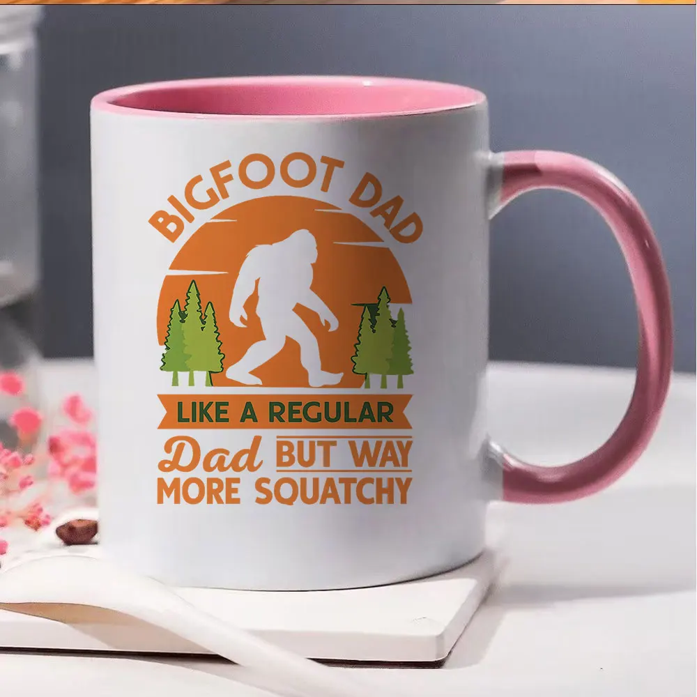 11oz Bigfoot Dad Ceramic Coffee Mug Like A Regular But Way More Squatchy Design Tableware for Father’s Day Camping Outdoor Activ