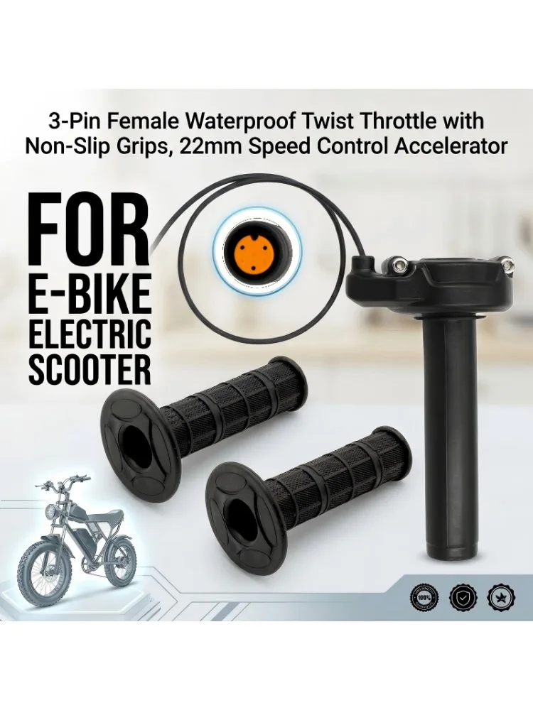 AliExpress hiwheel Ebike Full Twist Throttle for Macfox, 3 Pin Surron Style Throttle Grip Kit 12V-72V Compatible with HappyRun Freego Heybike