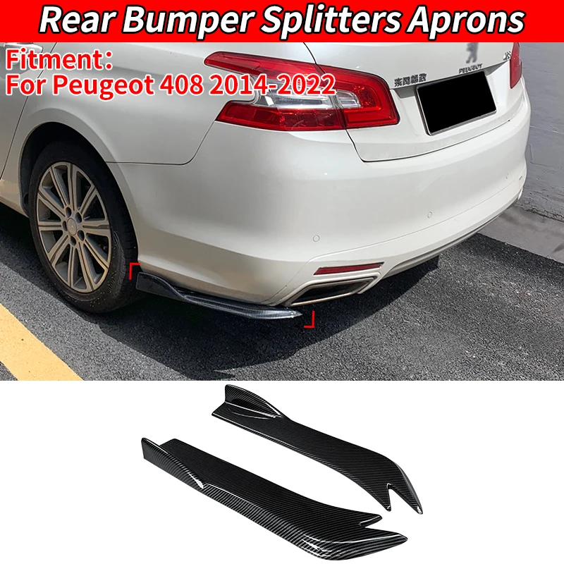 

For Peugeot 408 2014-2022 Car Rear Bumper Splitter Diffuser Wrap Spoiler Side Fender Skirt Lip Anti-Collision Protection ABS