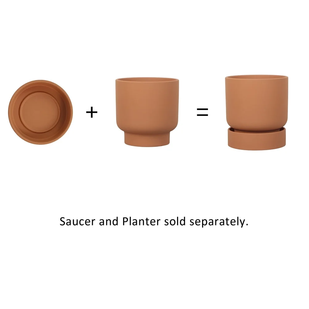 زارع زراعي مستدير من الطين مع وعاء أسطواني 8 بوصة نباتات منزلية صغيرة وأعشاب عصرية للاستخدام الداخلي والخارجي