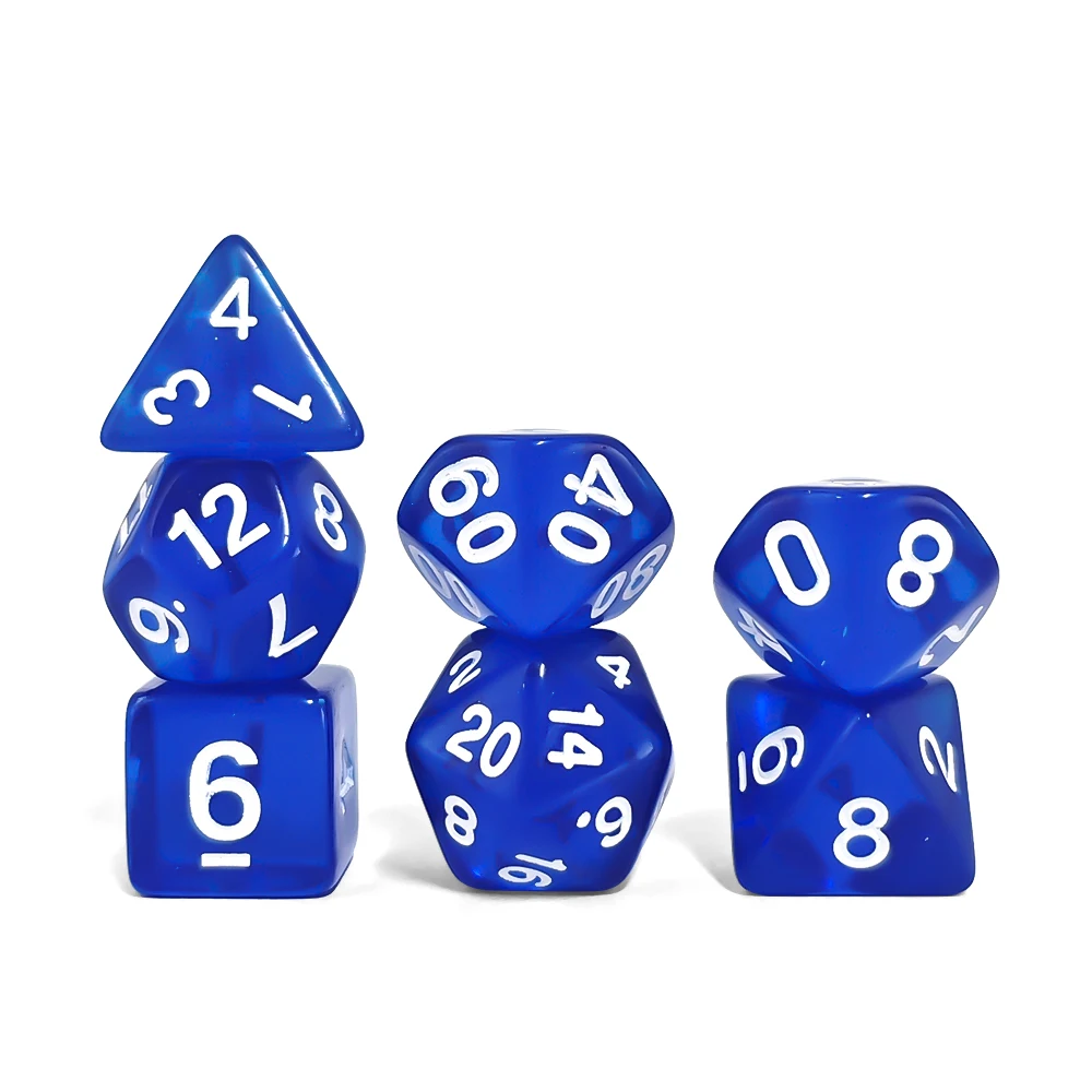 7PCS acrylic Polyhedral Dice Set Transparent Blue Color DND RPG Dice For Dungeons & Dragons MTG Tabletop Role‑Playing Board Game