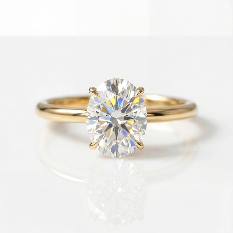 DWJ Fashion 1-2 Karat Brillanter ovaler Moissanit-Diamant-Verlobungsring für Damen, 925er Sterlingsilber, edler Schmuck – Detail 6