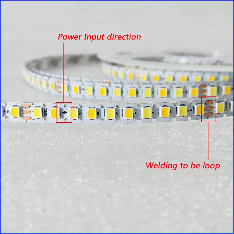 5 meters 2835 180D dual colors LED strip for repairing chandeliers, LED ribbon bendable 6mm-5B9C×2（3 welding point）