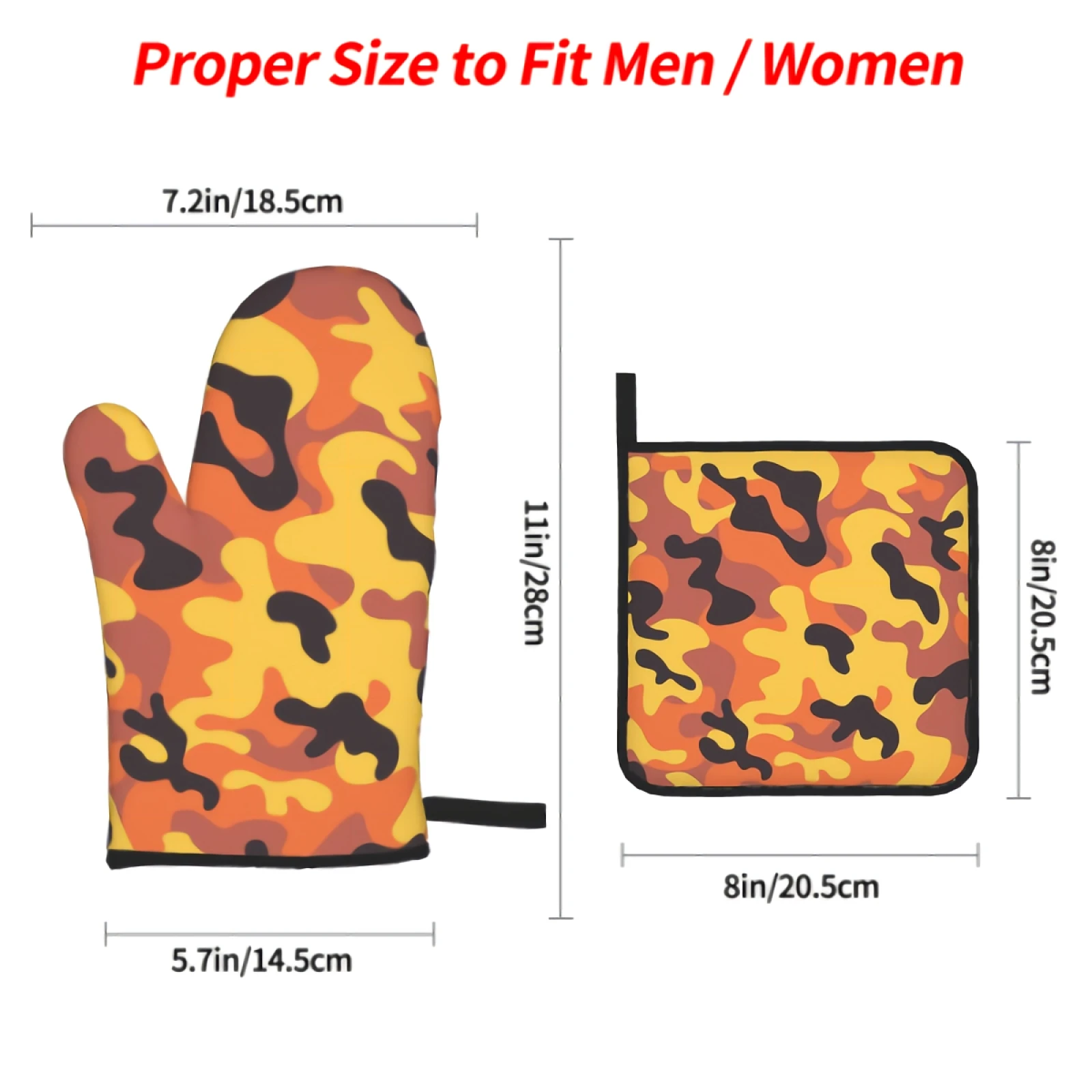 Camouflage Oven Mitts and Pot Holders Sets Heat Resistant 4 Pcs for Safe BBQ Cooking Baking Grilling