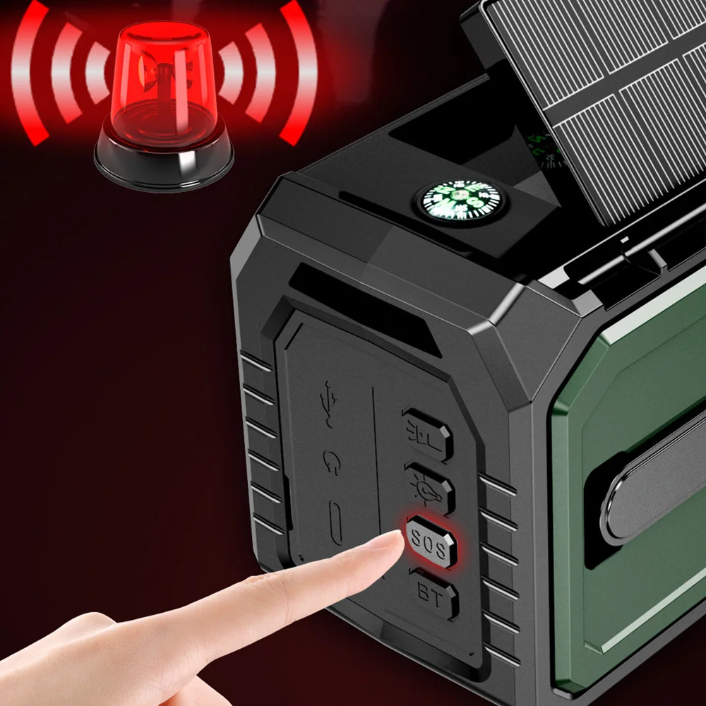 16000mah AM FM NOAA/WB Solar Hand Crank Charging Radio Portable Emergency Radio Flashlight Reading Lamp SOS Alarm Weather Radio