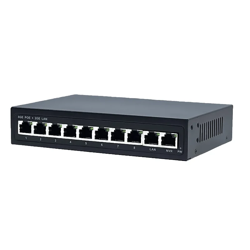 Reliable Home Network PoE Switch 8 Port Gigabit RJ45 with 2 Gigabit Uplink Desktop Switch